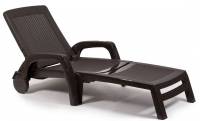 Шезлонг складной Miami  пластиковый с имитацией плетения, цвет "венге" Шезлонг складной Miami  пластиковый с имитацией плетения, цвет "венге"