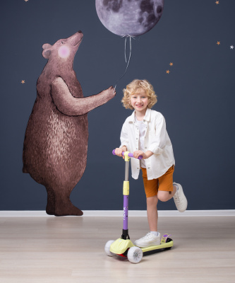 БЕЗ УПАКОВКИ Самокат 3-х колесный Juicy R, 120/80 мм, желтый/фиолетовый