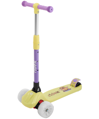 БЕЗ УПАКОВКИ Самокат 3-х колесный Juicy R, 120/80 мм, желтый/фиолетовый