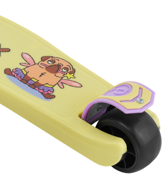 БЕЗ УПАКОВКИ Самокат 3-х колесный Juicy R, 120/80 мм, желтый/фиолетовый