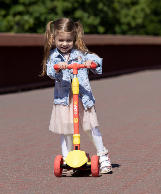 БЕЗ УПАКОВКИ Самокат 3-колесный Bunny, 135/90 мм, желтый/красный