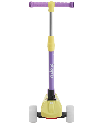 БЕЗ УПАКОВКИ Самокат 3-х колесный Juicy R, 120/80 мм, желтый/фиолетовый