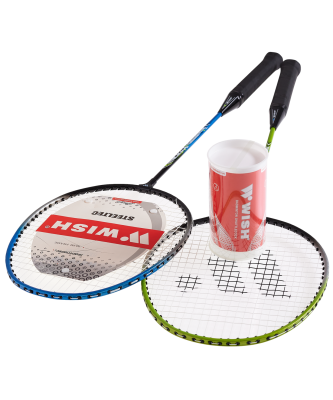 Набор для бадминтона Steeltec 216, 2 ракетки+2 волана, зеленый/синий