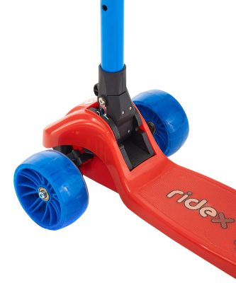 БЕЗ УПАКОВКИ Самокат 3-колесный Juicy R 120/80 мм, красный/синий