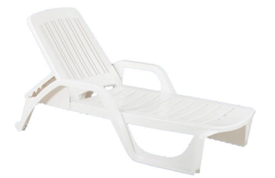 Шезлонг стопирующийся Nilo с имитацией плетения "ротанг", цвет "белый"