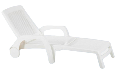 Шезлонг складной Miami  пластиковый с имитацией плетения, цвет "белый"