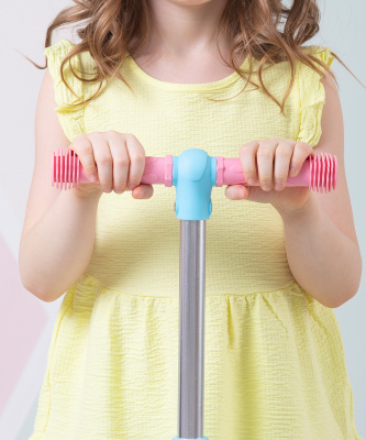 БЕЗ УПАКОВКИ Самокат 3-колесный Juicy R 120/80 мм, голубой/розовый