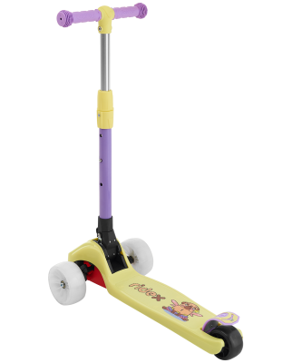 БЕЗ УПАКОВКИ Самокат 3-х колесный Juicy R, 120/80 мм, желтый/фиолетовый